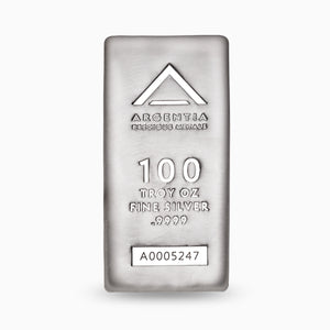 100 Ounce Bar, Argentia .9999 Fine Silver